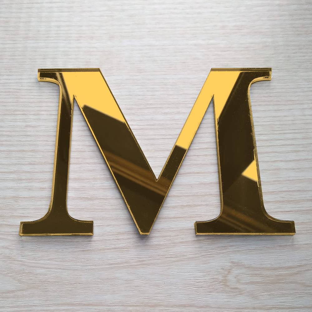 Adzif.biz Le sticker de decoration - Lettre Miroir Or Décorative Plexigglas. Lettrage Or Adhésif Plastique. Lettre Autocollante pour Prénom, Décoration Mariage, Enseigne