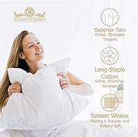Vista 4 de 100% Cotton Pillow Covers for Queen/Standard Size Pillows - Set of 2 Sateen Pillowcases - Egyptian Cotton Pillow Cases with Long Staple Cotton for