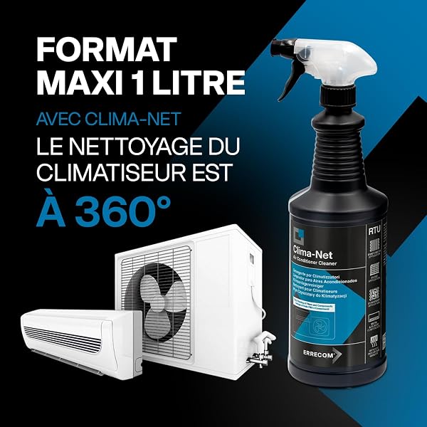 Errecom Clima-Net, Format Maxi 1 Litre, Nettoyant pour climatiseurs, filtres de climatisation, batteries et unités extérieures - 2