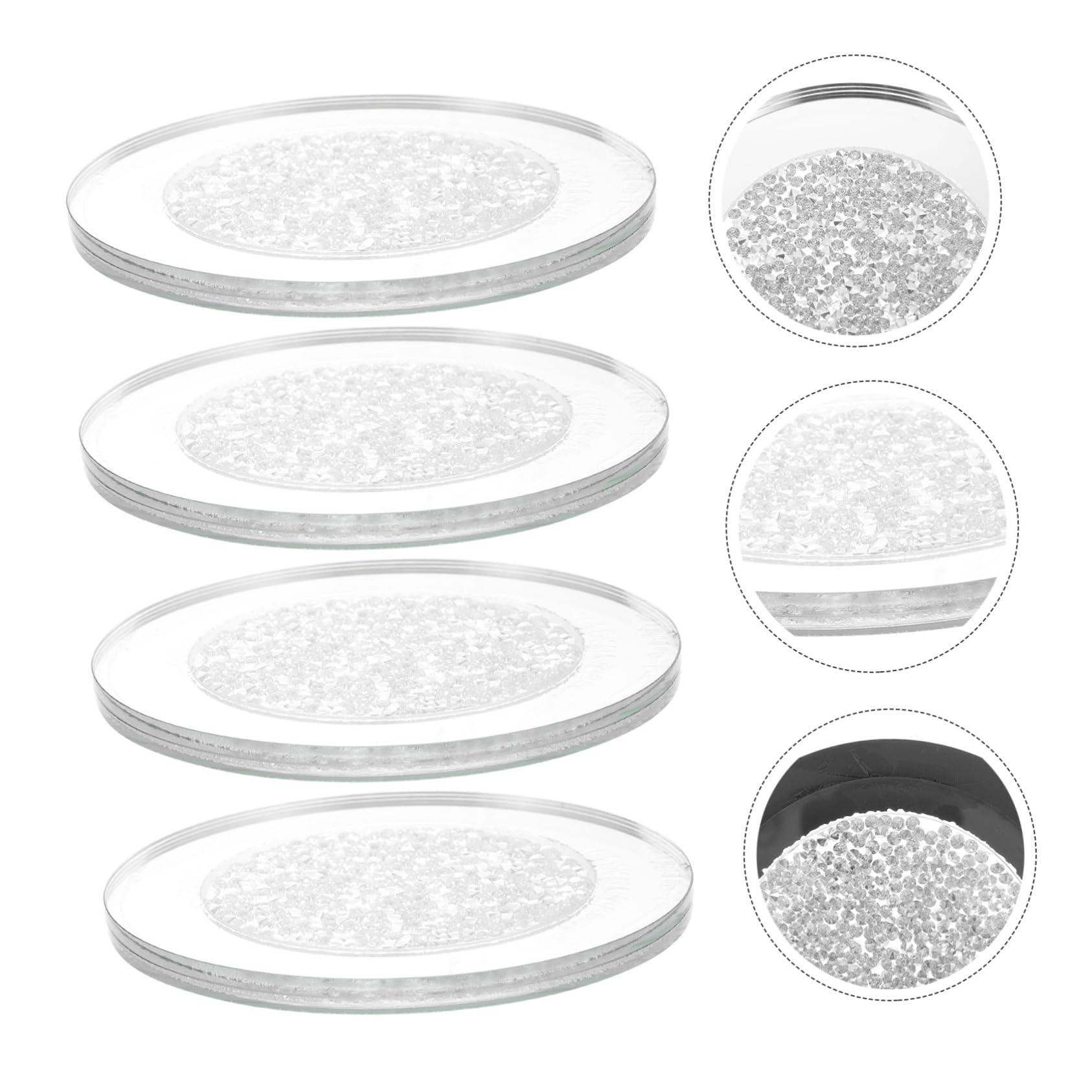 DECHOUS Set 4 Sottobicchieri in Trasparente Rotondi Design Leggero e Isolante Termico, per Casa e Bar Stile Semplice e Creativo