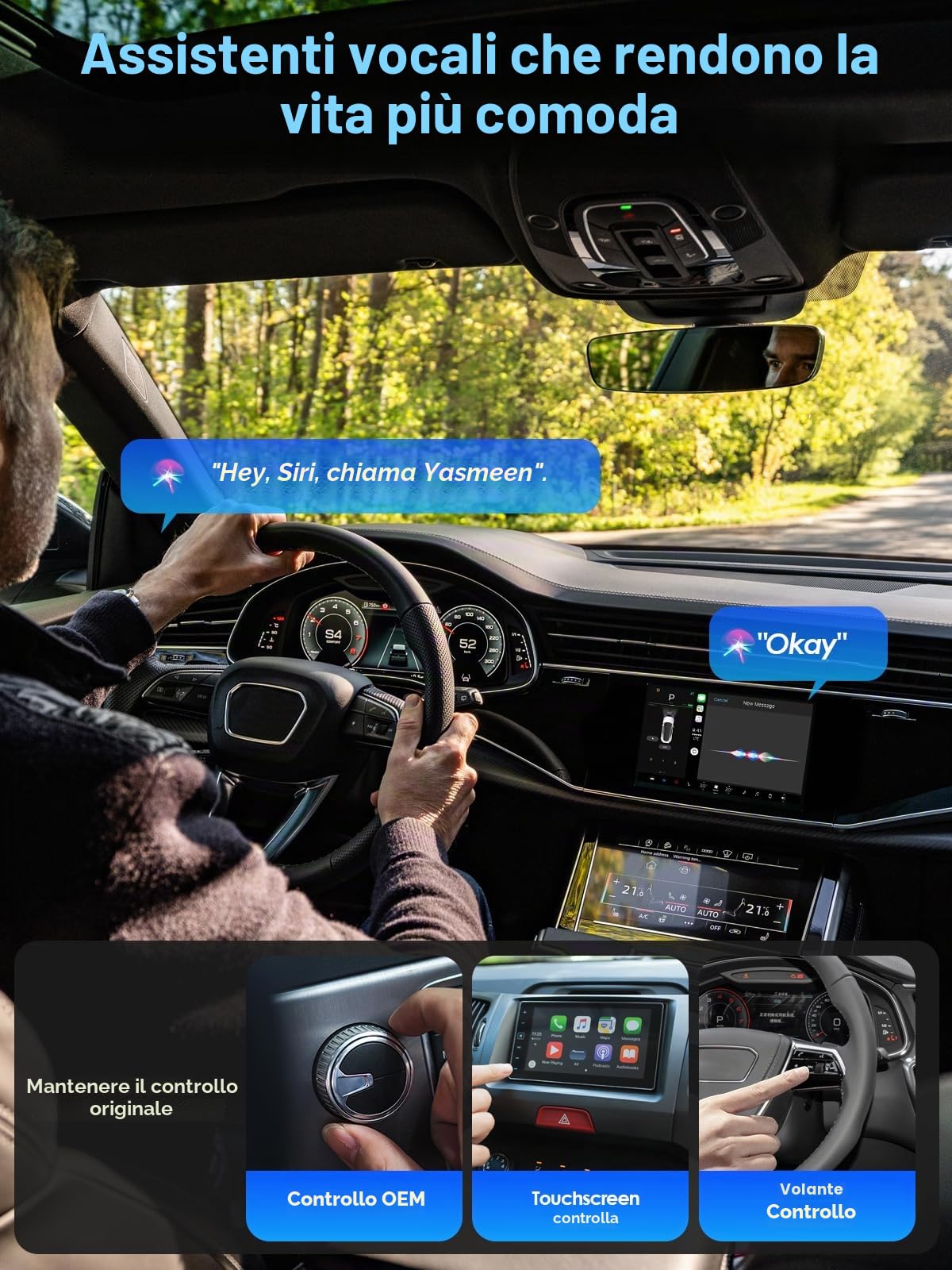 Adattatore Wireless 2 in 1 per CarPlay/Android Auto, PARPAT CarPlay Wireless Adapter con USB/Type-C, Connessione Stabile e Nessun Ritardo, Compatibile con iPhone/Android (CARPLAY01)