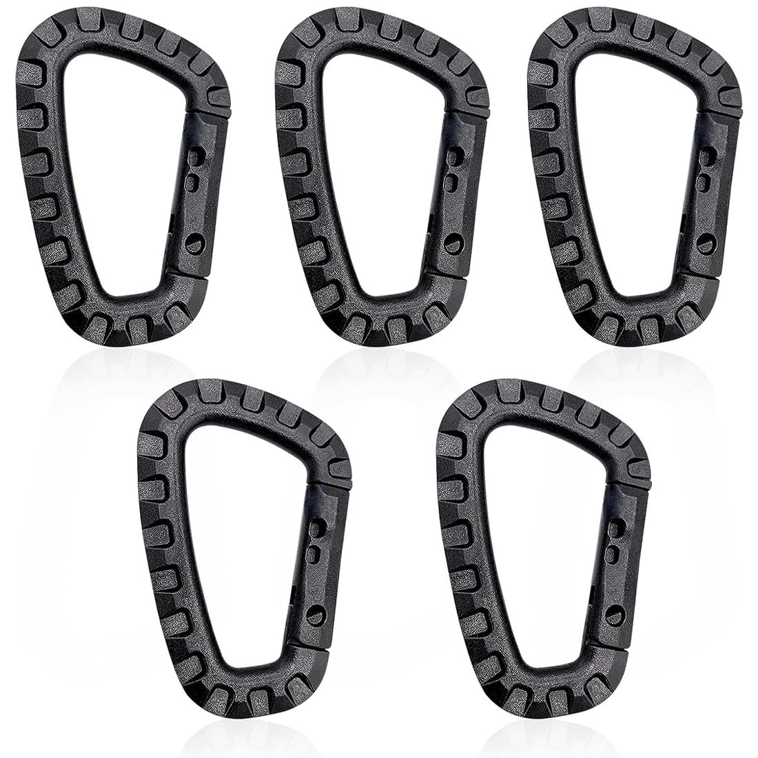 Lot de 5 Mousquetons en Plastique,Mousqueton Tactique Militaire Durable Forme en D Multifonctionnelle Sac à Dos pour Camping Randonnée Pêche Gym Usage Extérieur mousqueton