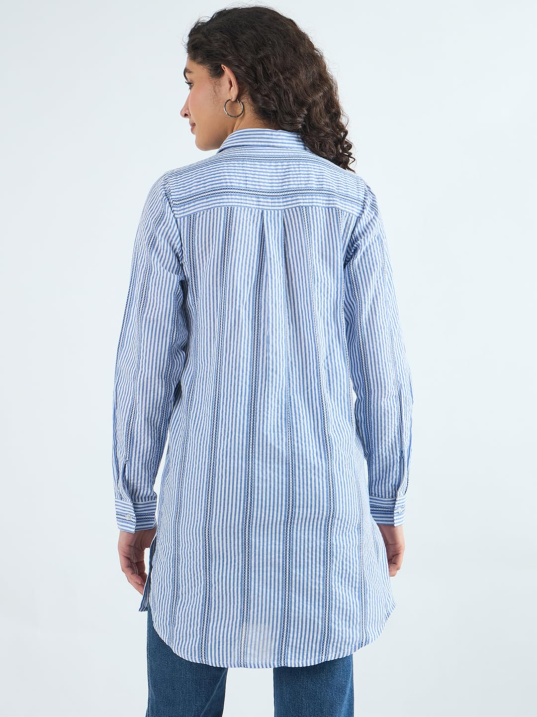 n.H.K.a. Blue Stripe Cotton Long Tunic 2