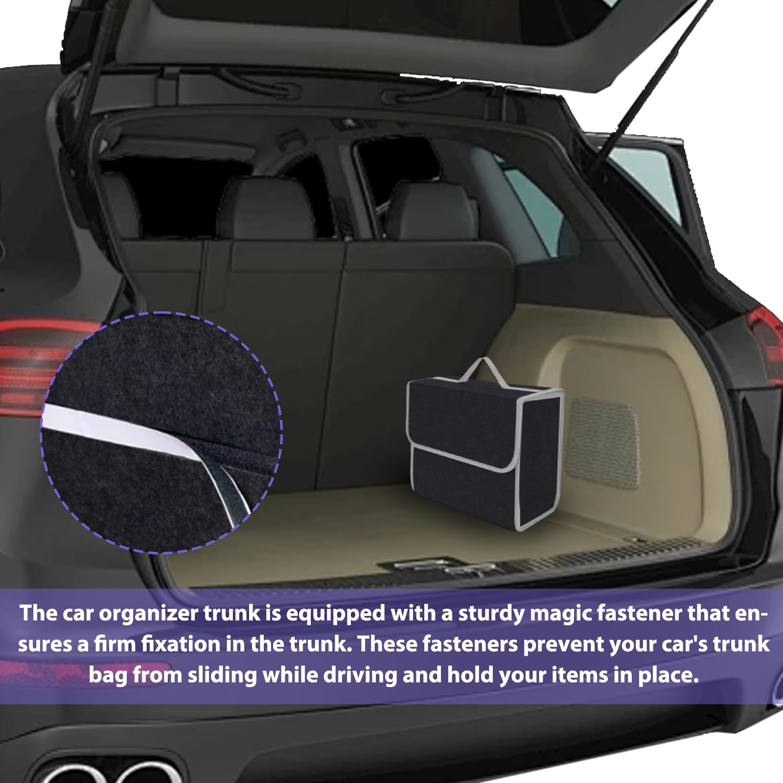 Organiseur De Coffre De Voiture WEGREAT 30x17x29 Cm En Feutre - Sac De Rangement Avec Compartiments