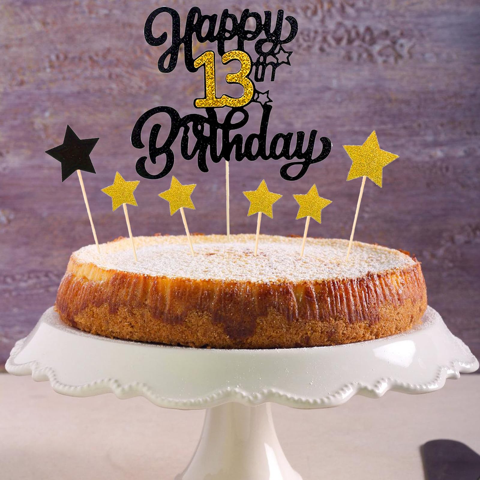 15-teiliges Gold-Glitzer-Kuchen-Deko-Set Für Den 13. Geburtstag – Mit 3D-Schmetterlingen Für Torte & Cupcakes