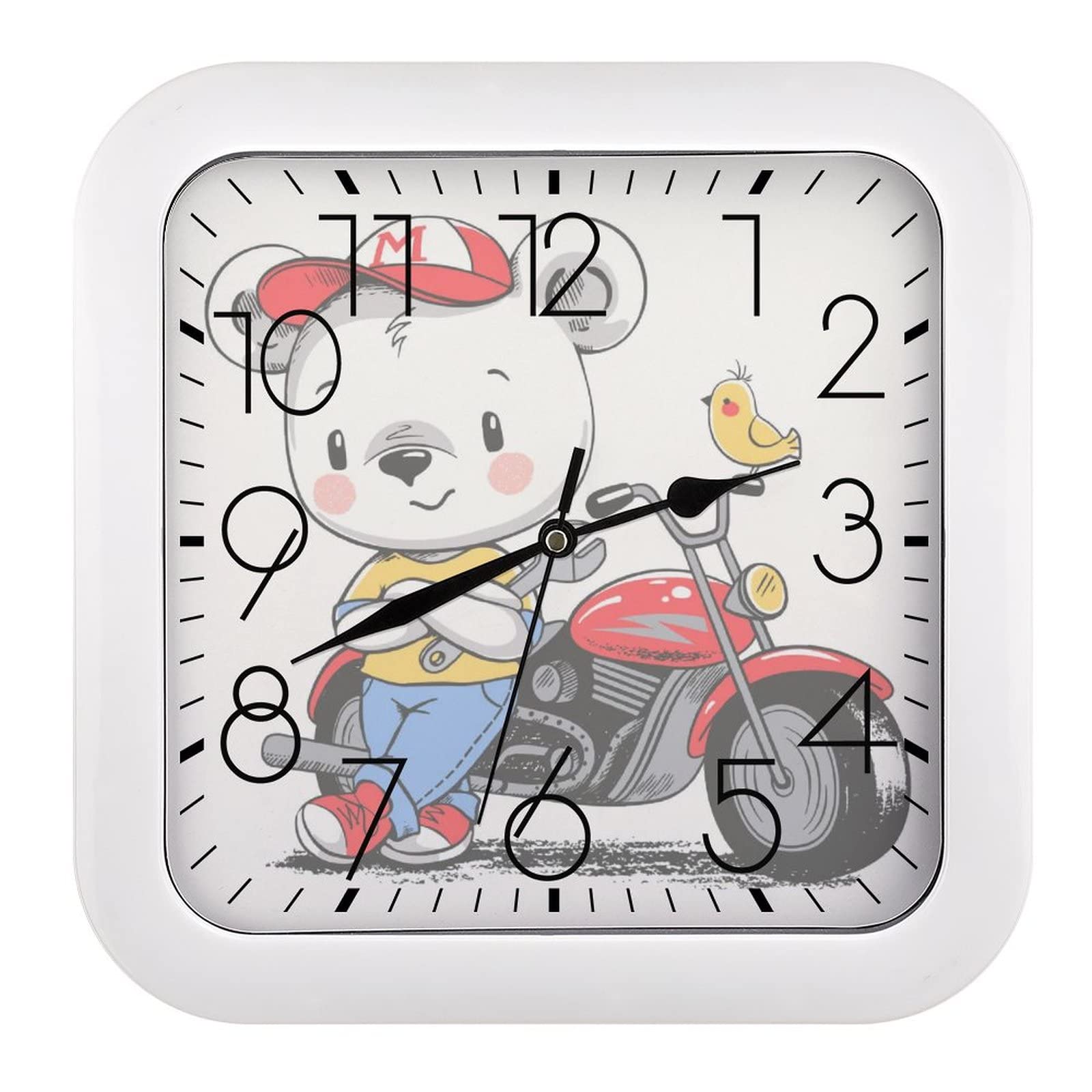 Horloge murale carrée grands chiffres silencieuse pour chambre et cuisine