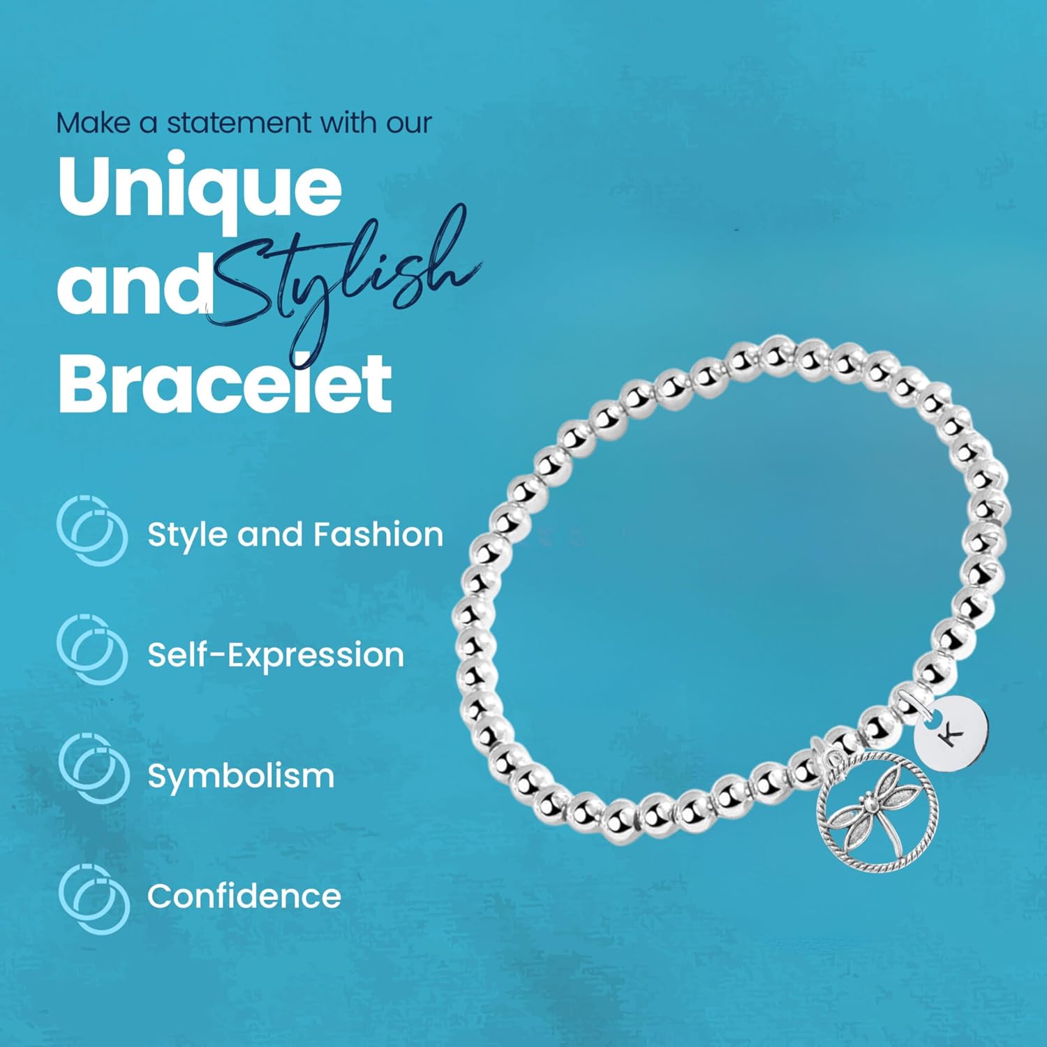 Dragonfly Jewelry, Personalized Dragonfly Initial Letter Beaded Adjustable Bracelet, Dragonfly Gift, Dragonfly Lover Gift, Dragonfly Accessories for Girls