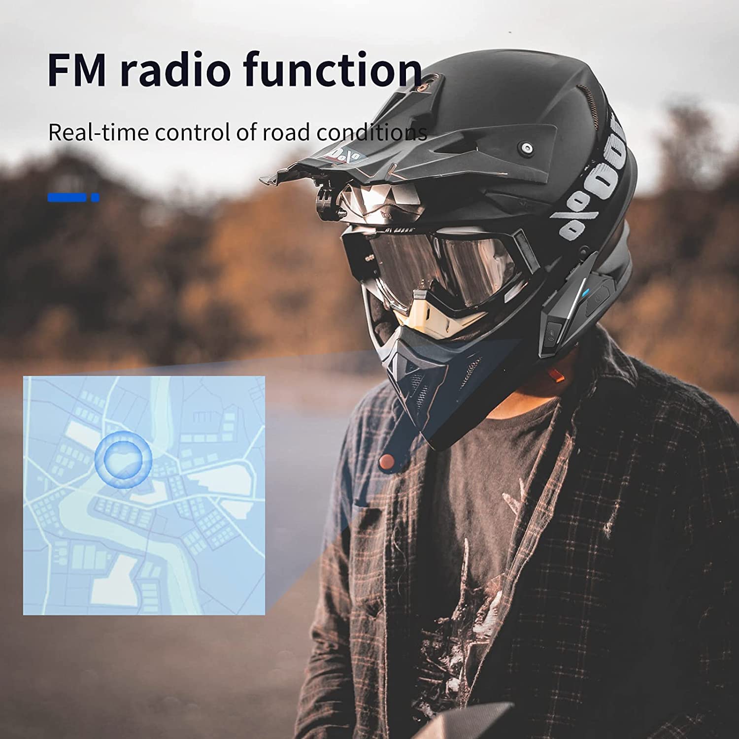 OBEST Casque de Moto Bluetooth 5.0 sans Fil,Kit Bluetooth Casque Moto Réponse Automatique,Son Stéréo,Étanche à la Poussière et à l’Eau,Connecté à Un Intercom,Écouteurs pour Vélo,Ski,Voyage