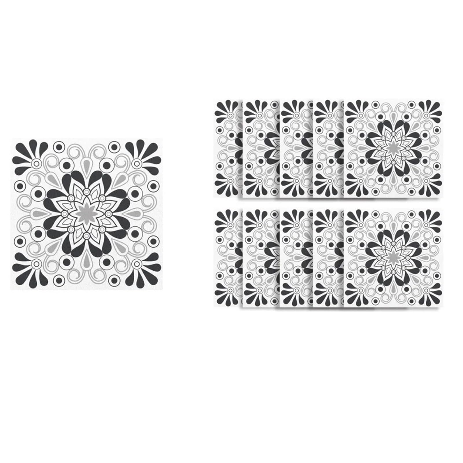 Wall Tile Sticker Tile Stickers 10Pcs Vintage Style for Balcony Terrace Kitchen Background Decorative Wall Stickers(Color 4)