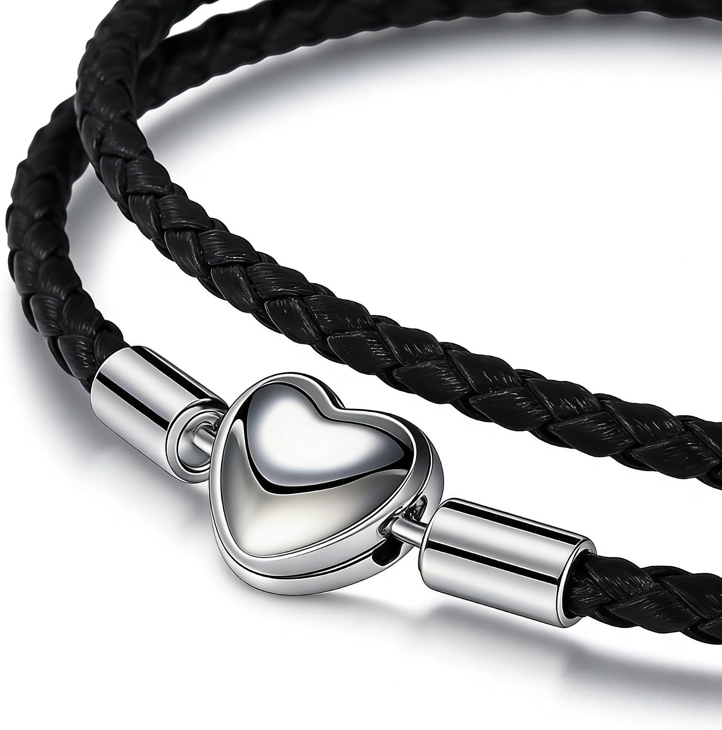 3mm Double Red Leather Charm Bracelet Heart Barrel Snap Clasp Handmade Braided Wristband fit Pandora European Charm Bead DIY Jewelry 13.8"