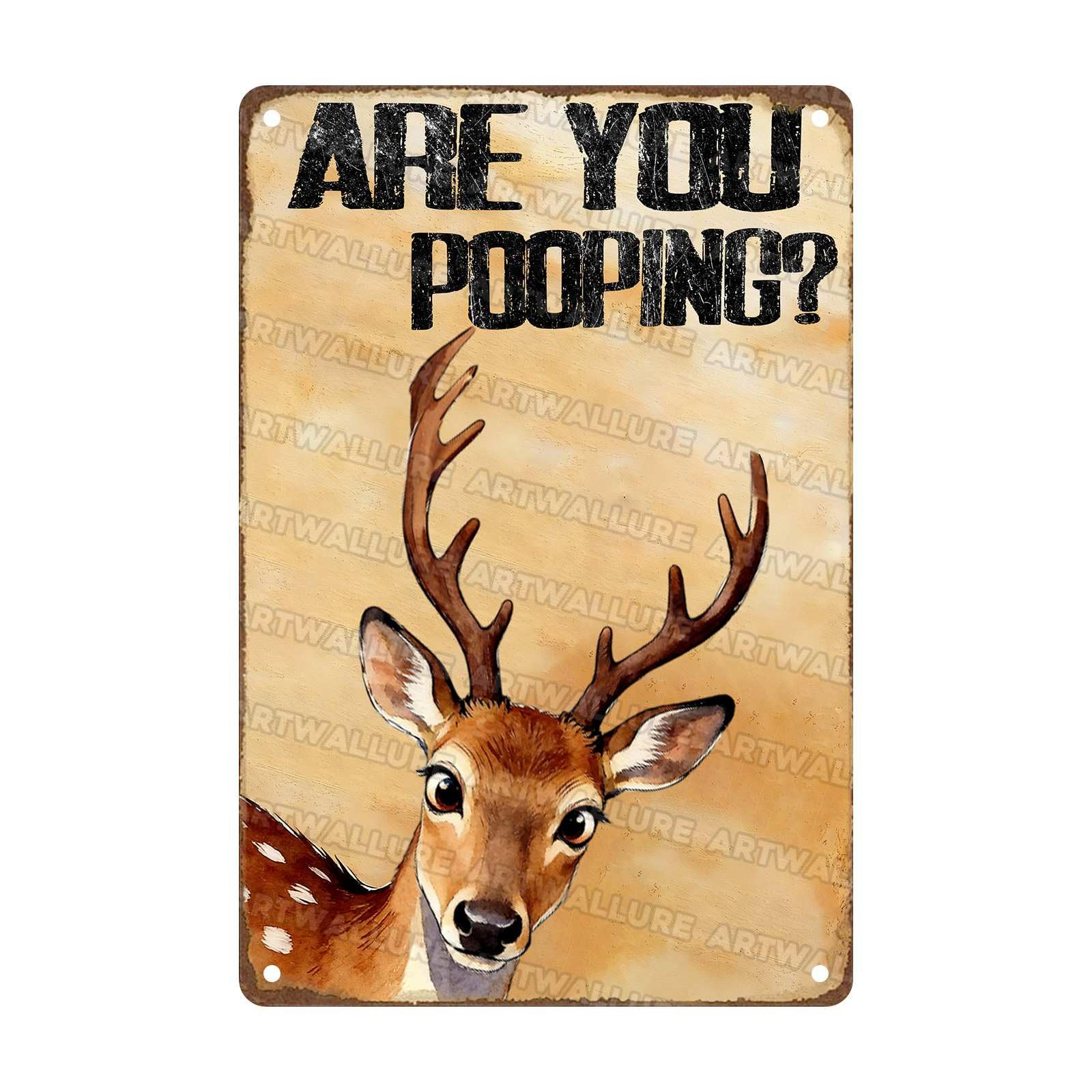 Are You Pooping Metal Sign Funny Deer Wall Decor for Home Bathroom Poster Restroom Toilet Washroom 8x12Inch