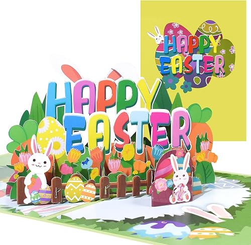 CNLITIHEKA Easter Pop Up Card for Sons Daughters, Happy Easter Greeting Cards fo