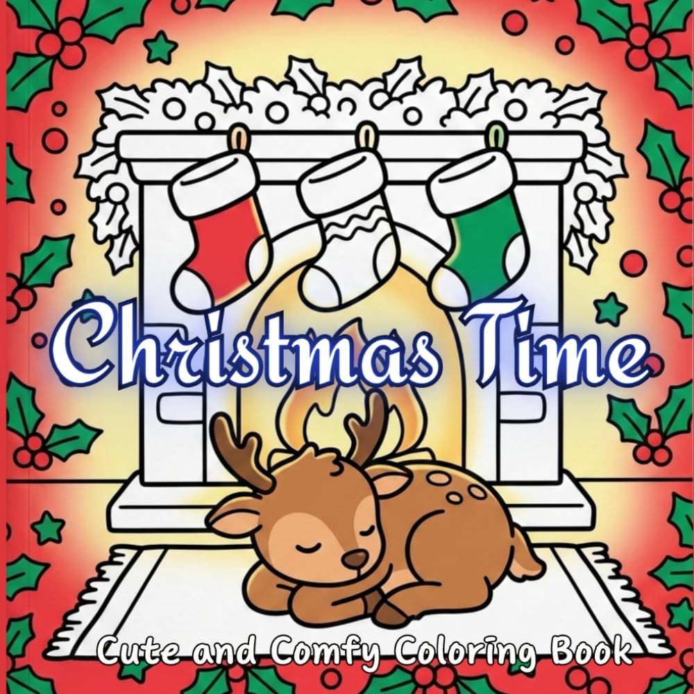 Christmas Time: A Fun & Relaxing Holiday Coloring Book for Kids and Adults. Enjoy easy-to-color pages with joyful Santa, cute animals, festive ... Perfect for stress relief and creative fun.