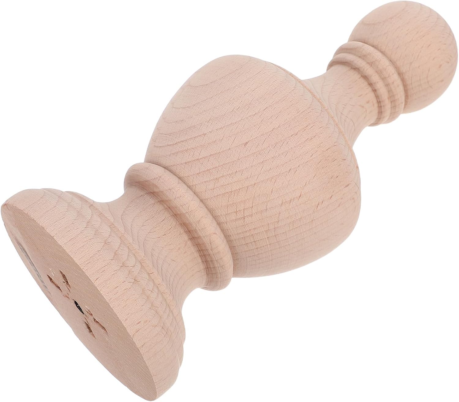 STOBAZA Wooden Round Newel Finial for Spiral Stairs, 7.9"x3.5" Khaki Wood Banister Column Topper with Easy Installation and Conceals Joints, Rustic and Modern Style DIY Wood Railing Post