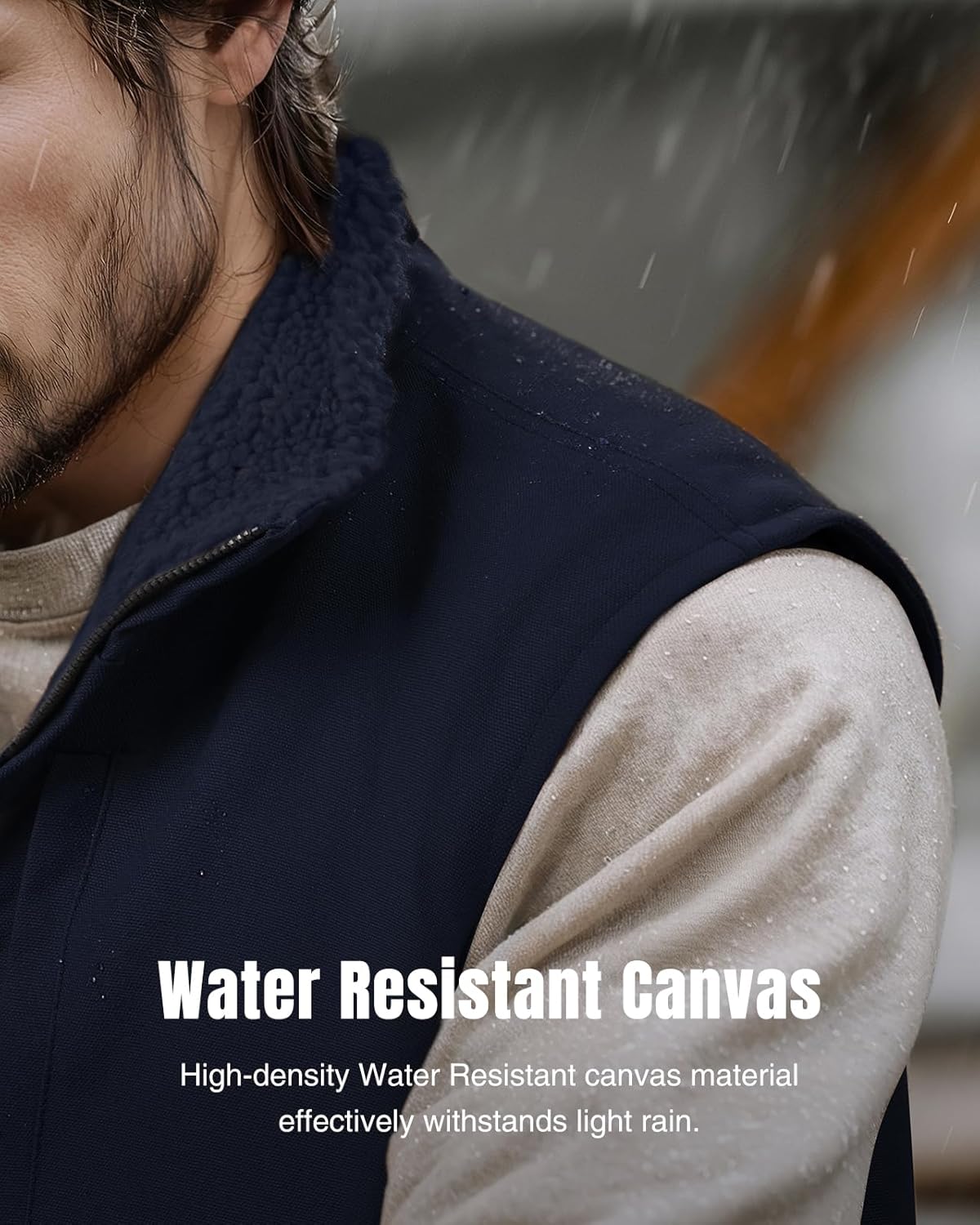 HISEA Men's Washed Duck Sherpa-Lined Vest, Mens Loose Fit Winter Insulated Canvas Workwear Mock-Neck Vest - Image 6