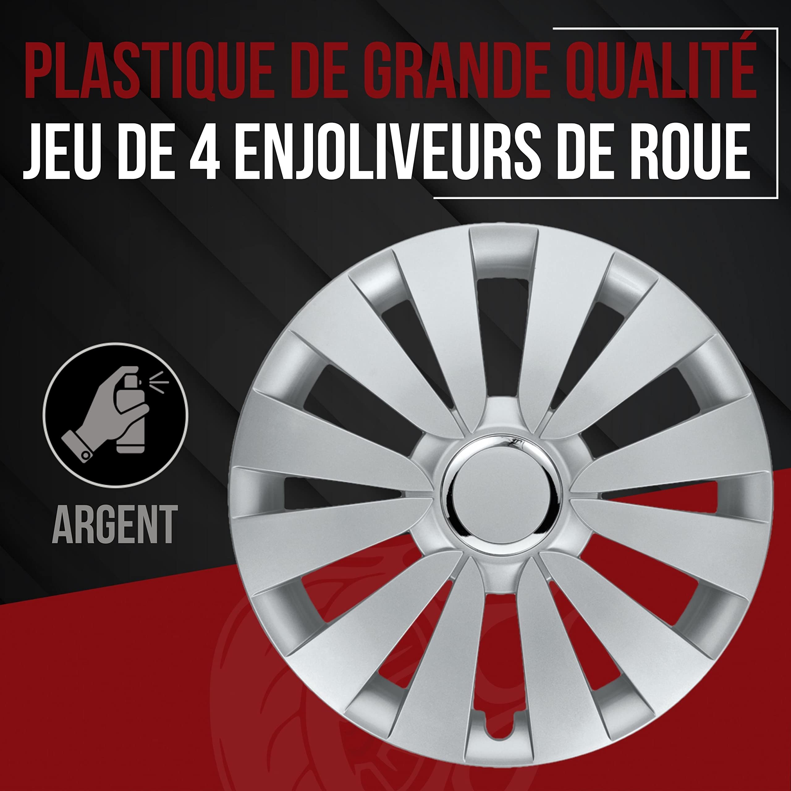 Albrecht Enjoliveurs 16 Pouces Argent Sky Jeu de 4 pour Jantes en Acier