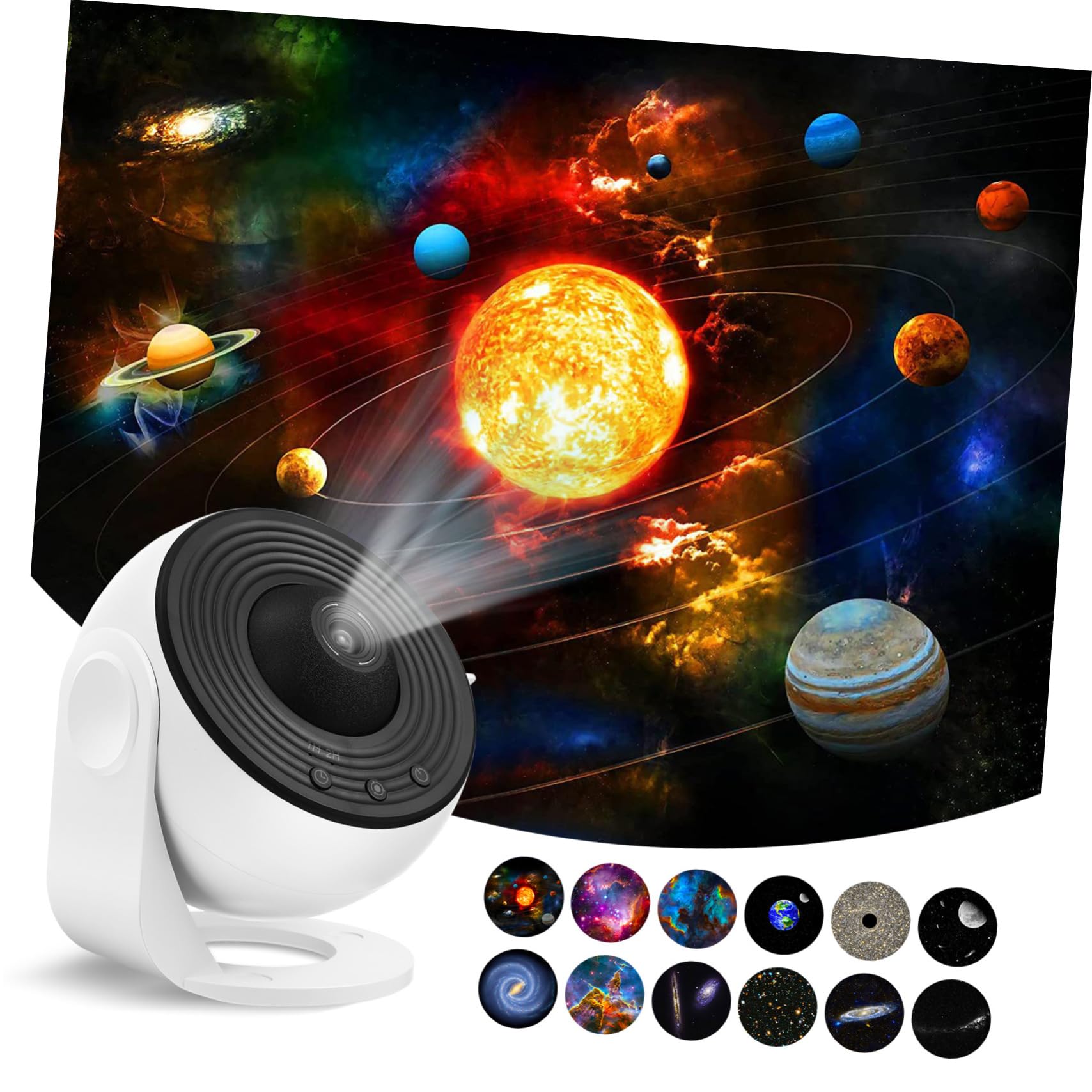 Operitacx Projecteur Lumineux Astronaute Univers Chambre, 12 Disques, Blanc