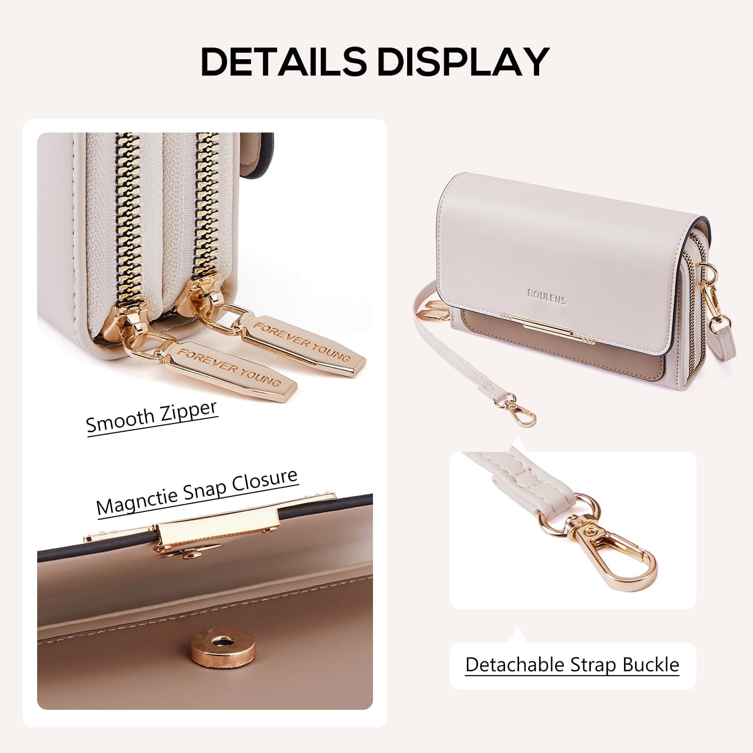 Roulens Small Crossbody Bag for Women,Cell Phone Purse Women's Shoulder Handbags Wallet Purse with Credit Card Slots - Image 6