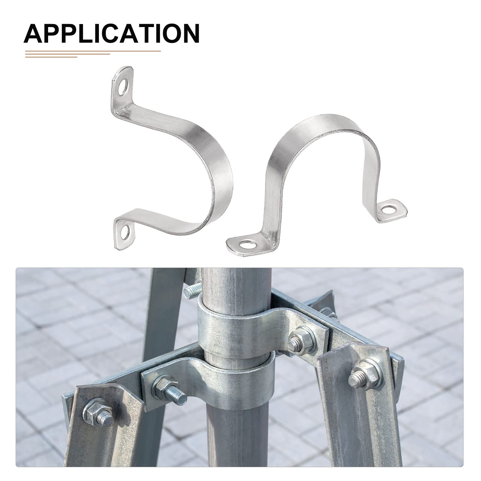 Collier De Serrage 2 Trous En Acier Inox 304 - Pour Tuyau Ø63mm, Largeur 19mm - Lot De 2, Fixation Rigide