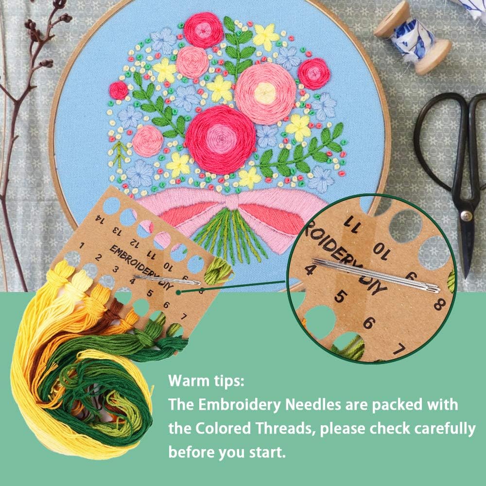 Embroidery Starter Kit with Pattern and Instructions, Embroidery kit for Beginners, Full Range of Stamped Embroidery Kits (Rose)