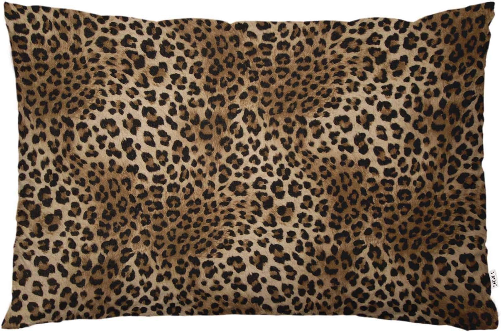 EKOBLA Throw Pillow Cover Leopard Print Pattern Safari Wild Animal Theme Pattern Leo Skin Cheetah Tiger Decor Lumbar Pillow Case Cushion for Sofa Couch Bed Standard Queen Size 20x30 Inch