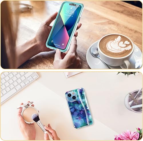 Miniatura 6 de Esdot para iPhone 13 Funda con protector de pantalla integrado, cubierta resistente de grado militar con diseños modernos para mujeres y niñas,