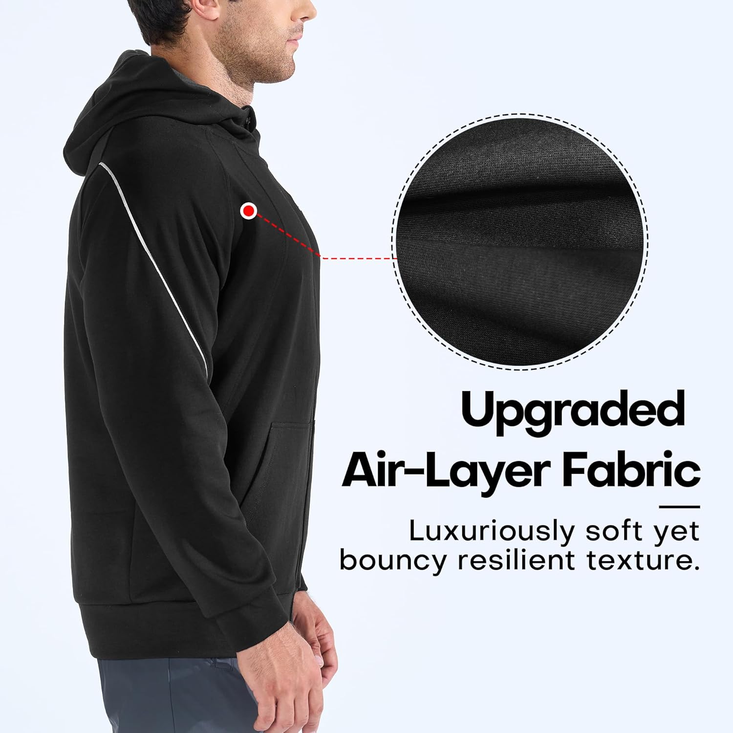 BROKIG Mens Stealth Zip Up Hoodie,Full-Zip Track Running Jacket Hooded Sportswear,Soft Casual Gym Hoodie Sweatshirts - Image 6