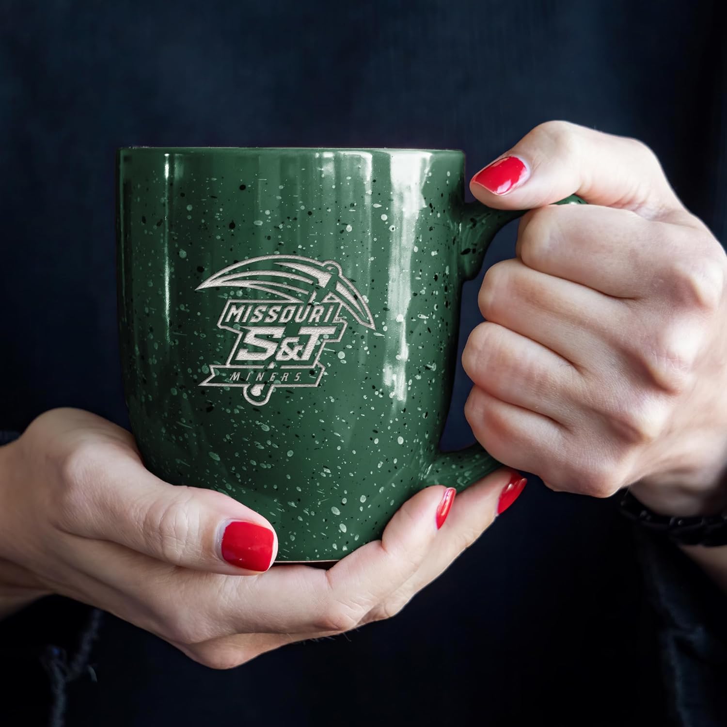 Rico Industries NCAA 16 oz Team Color Laser Engraved Speckled Ceramic Coffee Mug (M Schools) - Image 4