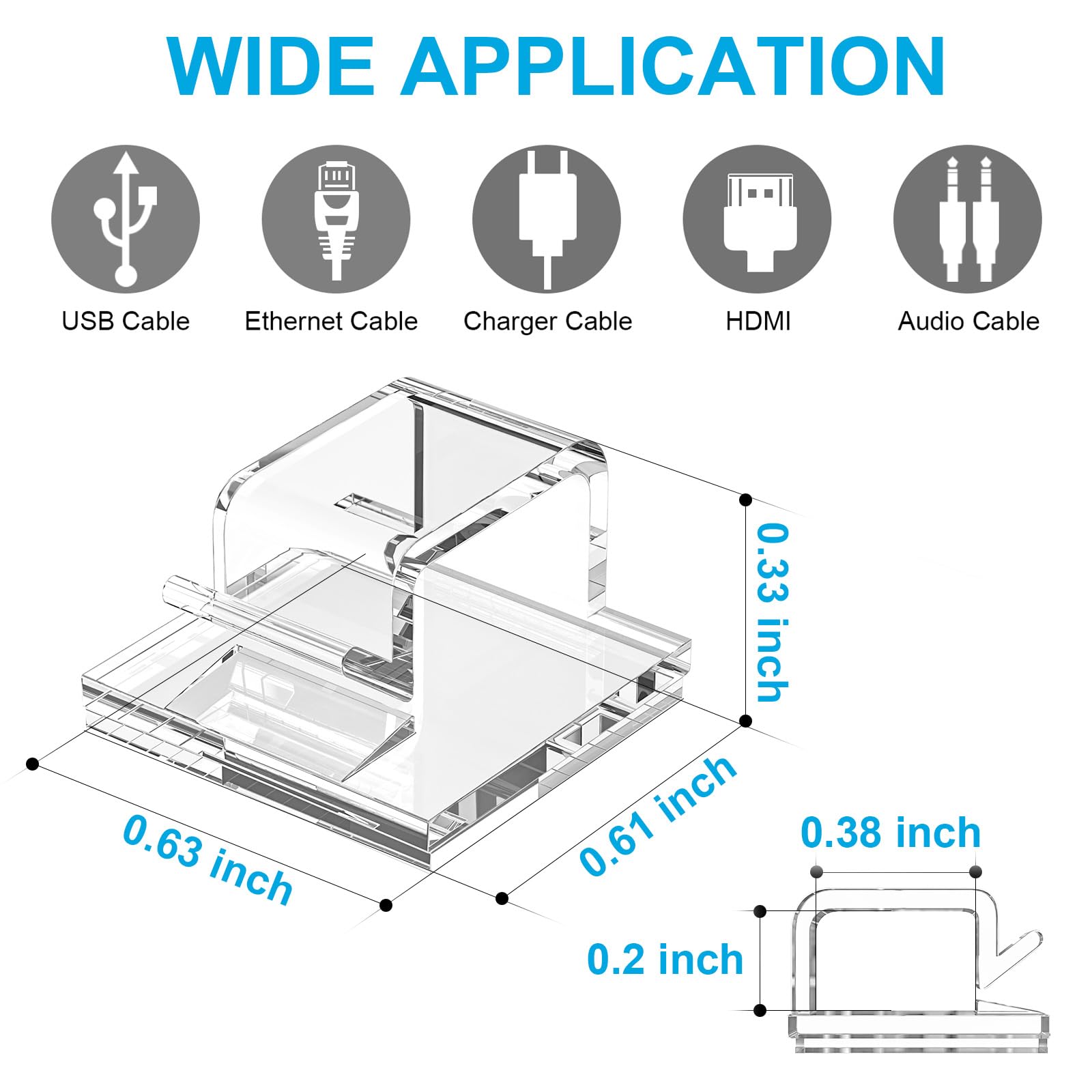 TidyHelper 100 PCS Adhesive Cable Clips Clear, Small, Indoor/Outdoor — Amazon image 2
