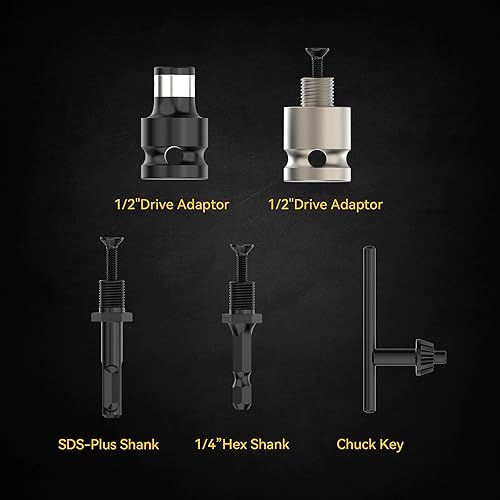 Miniatura 6 de Renekton Juego de portabrocas de 0.059-0.512 in, 12 "-20UNF con vástago SDS-Plus de 14 pulgadas, vástago hexagonal de 12 pulgadas, adaptador de