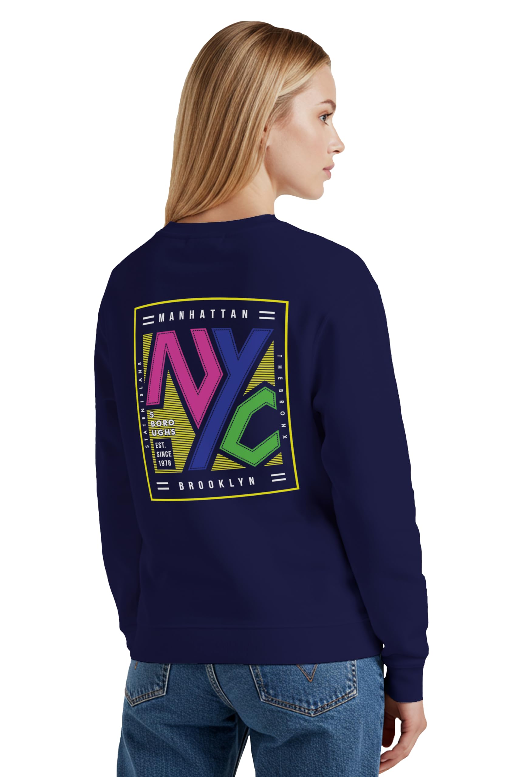 buy that trendz Winter Sweatshirt for Women Colour NYC Graphic Printed Round Neck Regular Fit Cotton Blend Gen Z Casual Sweatshirt-picture-37