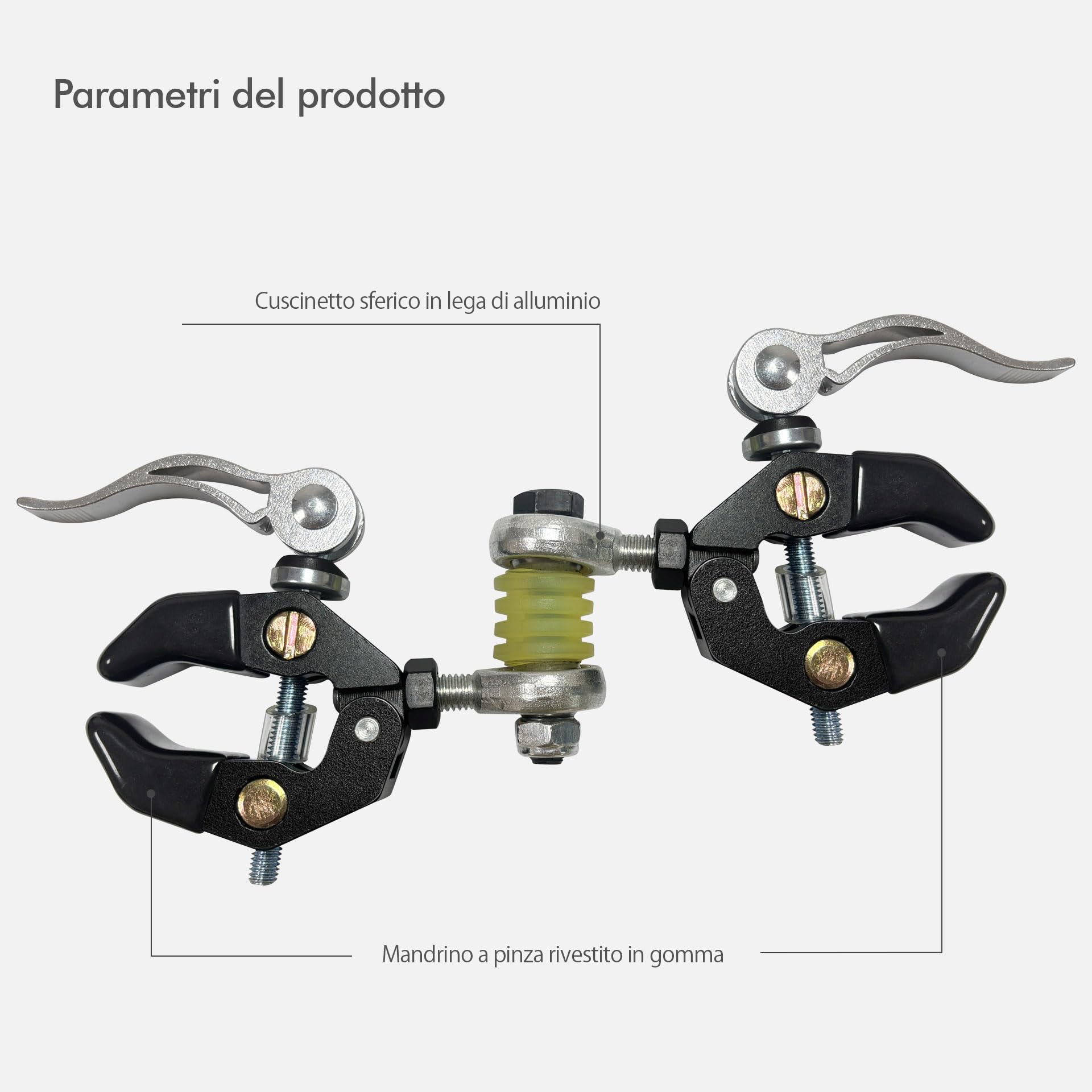 Mimoke Morsetto per portapacchi per bicicletta, 10 – 45 mm, robusto morsetto per il fissaggio di maniglie per carrello della spesa, trolley e bagagli, con rivestimento protettivo, tenuta sicura per il