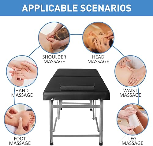 Miniatura 4 de Mesa de masaje plegable portátil Cama ligera de salón y spa de 2 secciones para tatuajes, tratamientos faciales, terapia de masaje Mesa de belleza
