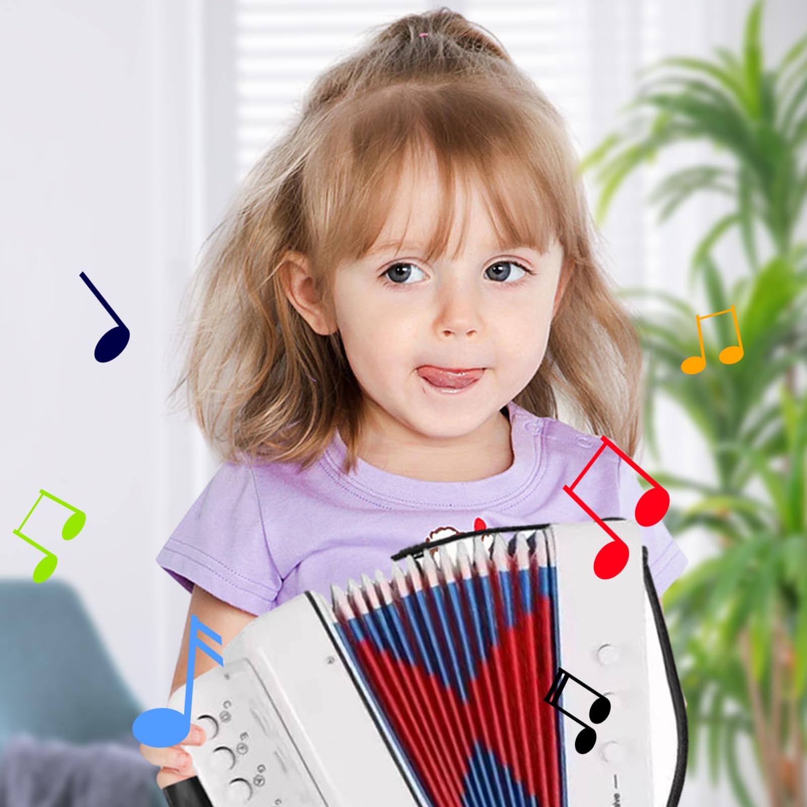 Giocattolo per bambini – Set di giochi musicali con bottoni, mini soffietto | Dispositivo di attività per sviluppare melodie e ritmi per l'apprendimento precoce, inizio colorato e adatto ai bambini