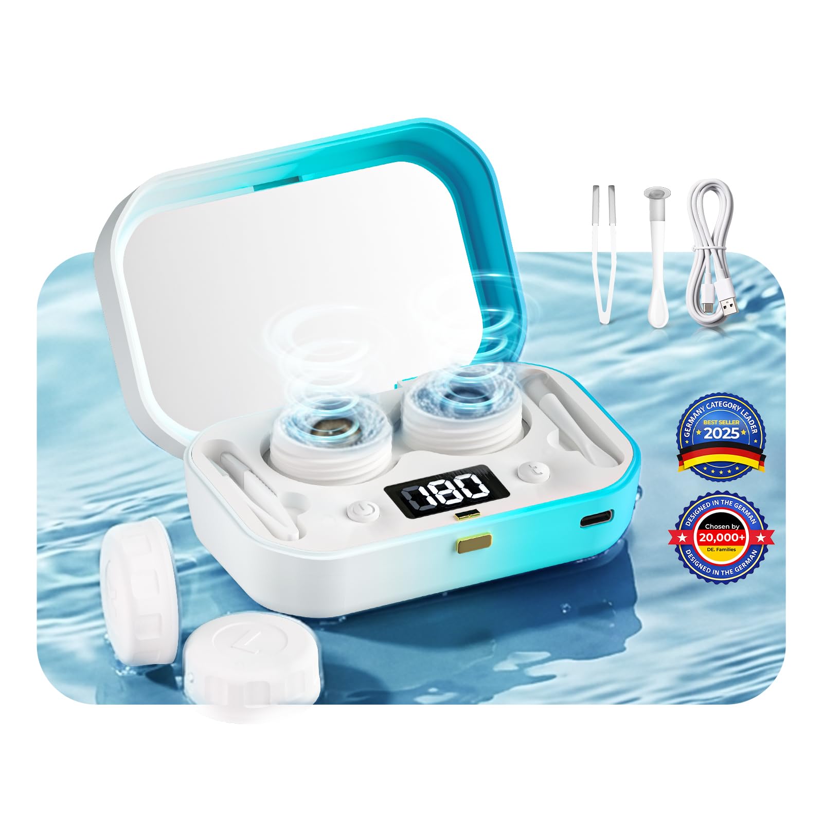 2026 QITQUNS 3-in-1 Ultrasonic Contact Lens Cleaner【Industry-Leading 60,000Hz Ultrasonic Power】 Contact Lens Cleaner Machine with Contact Lens Applicator Tool