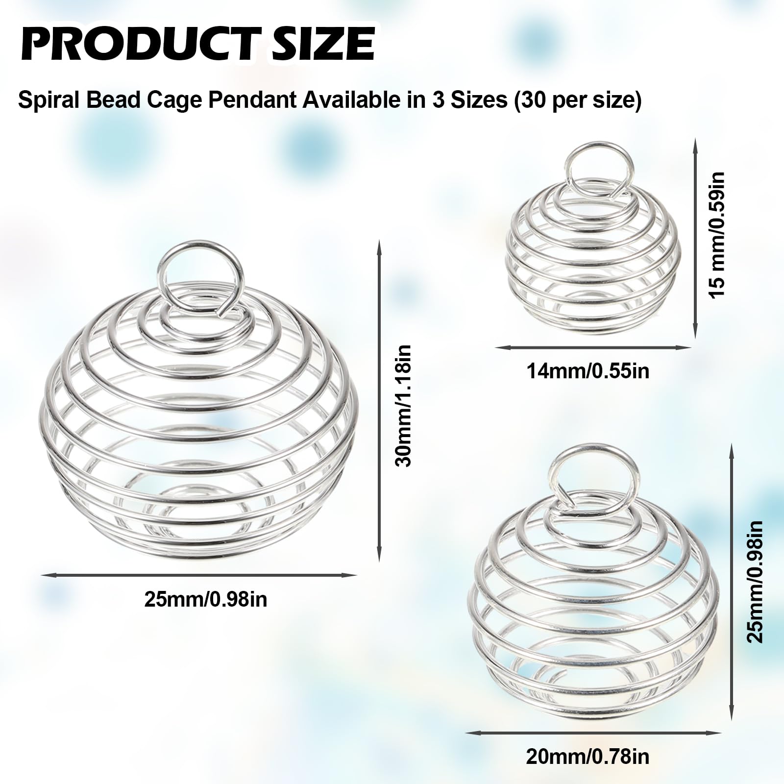 Colgante de 30 jaulas de cuentas en espiral, soporte de piedra de joyería de cristal, jaulas en espiral para cristales, cuentas de joyería, jaula de cristal para hacer aretes, collares