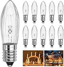 SCNNC Lampadine Candela E10 55V 3W, Lampadine di Ricambio Candela Arco Bianco Caldo 2700K, Lampadina Candela Conica Scanalata E10 per Candela Ponte Arco Candeliere Interno Albero di Natale, 10 Pezzi