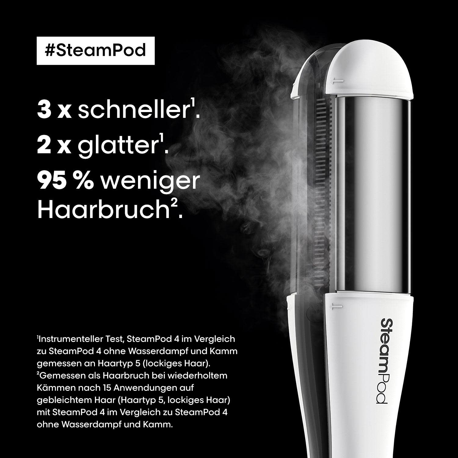 L'Oréal Professionnel SteamPod 4, All-in-One-Dampfstyler, Professionelles Glätteisen mit Dampftechnologie für alle Haartypen, glatt bis lockig
