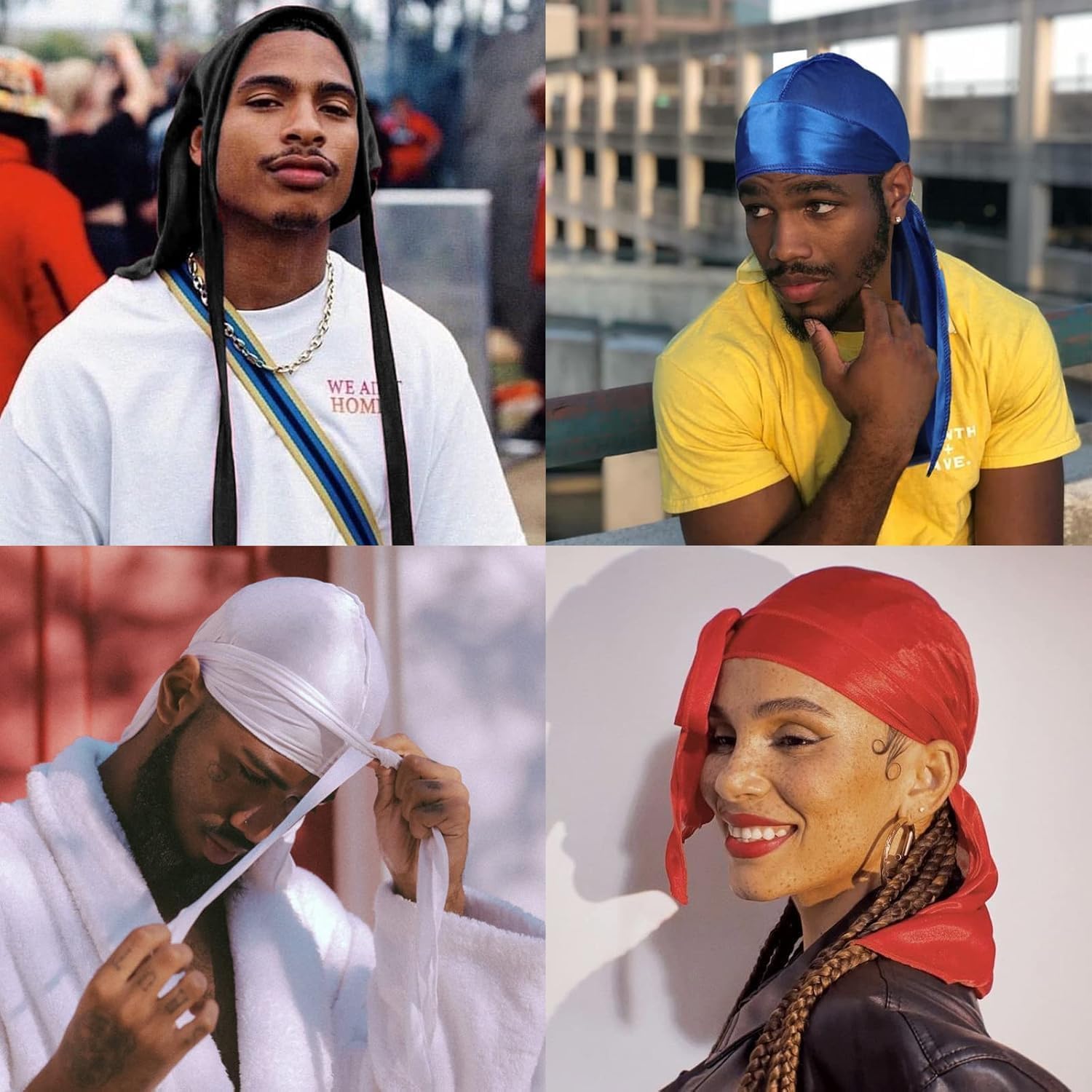 16 pezzi velluto Durags per 360 Waves, foulard lunghi Durag unisex in raso, cappello turbante pirata per tutti i giorni, feste, costumi, 16 colori