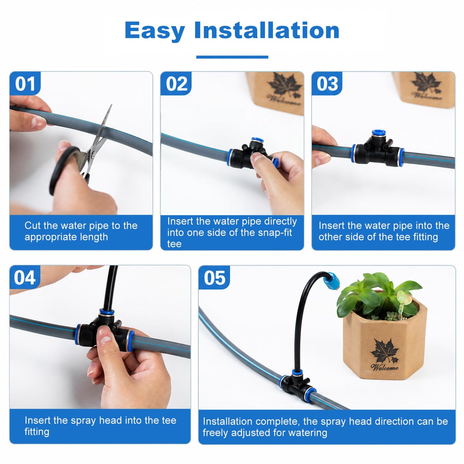 Systems di Irrigazione Automatica per Prati, Alberi E Aiuole | Kit Completo Universale Ultra-resistente E Anti-UV, Con Gocciolatori Rimovibili(50m/164ft)