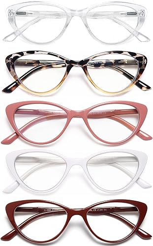 Miniatura 1 de EYEURL Reading Glasses for Women 4 Pack Cat Eye Reading Glasses Blue Light Blocking Computer Readers with Spring Hinges