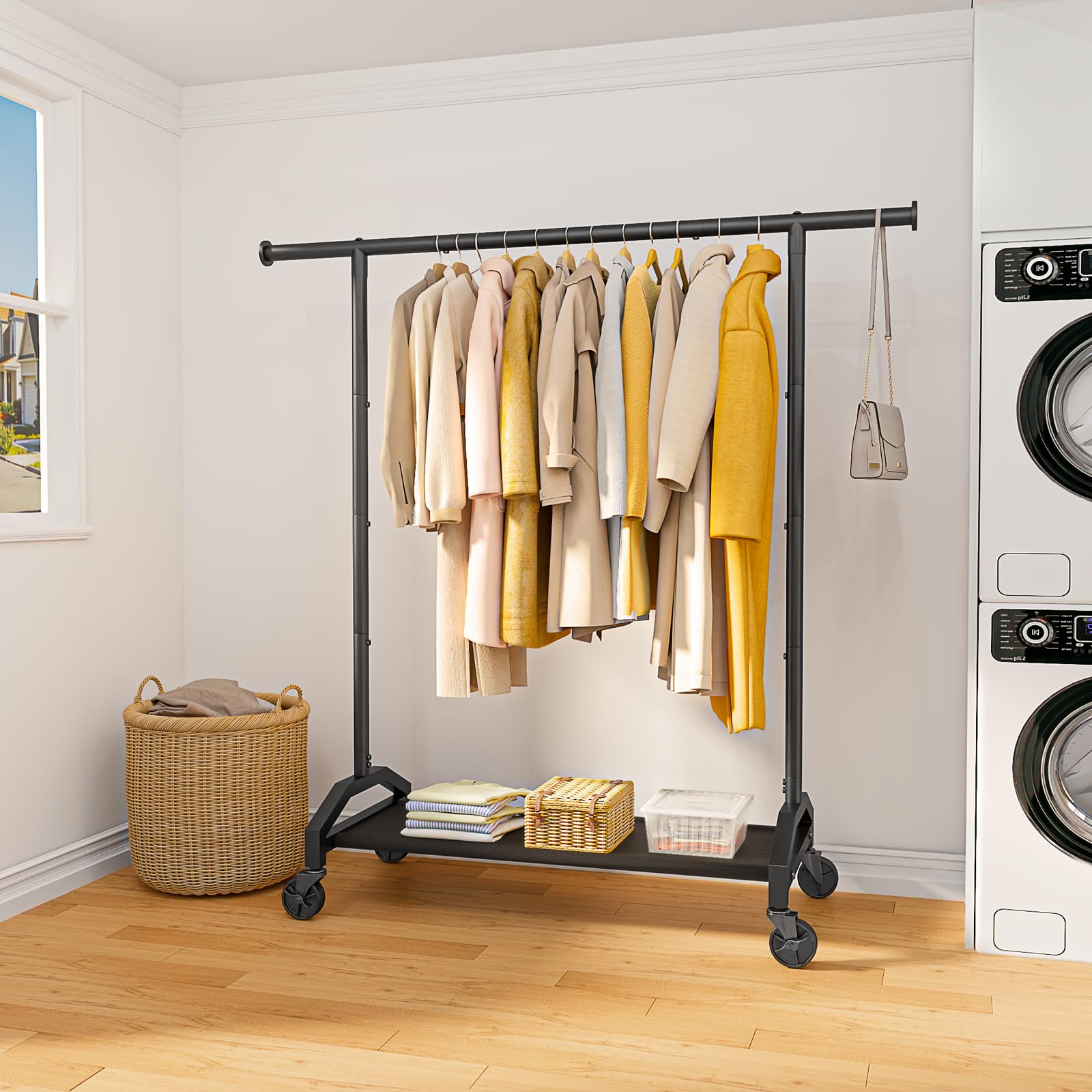 Wiracks Perchero para colgar ropa resistente, color negro