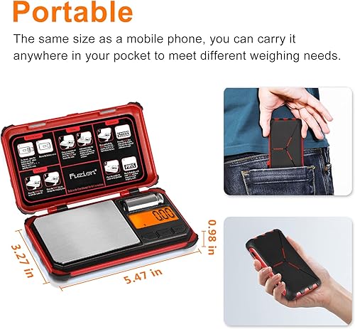 Miniatura 6 de Fuzion TRI - Báscula digital de gramos, báscula de bolsillo de 7.05 oz, tamaño de bolsillo de escala de gramos, 6 unidades con legibilidad de 0.00