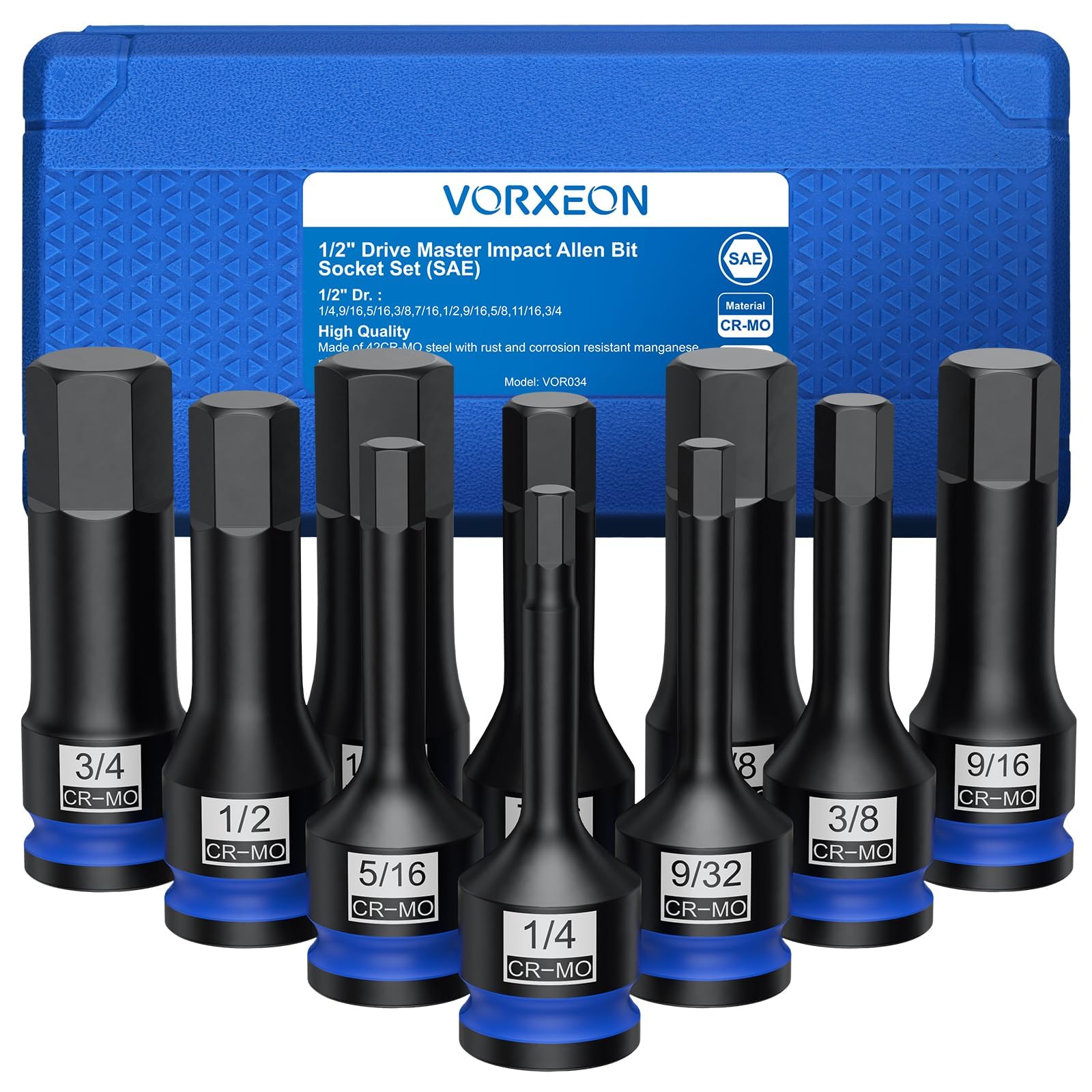VORXEON 1/2インチ ドライブマスターインパクト SAE みこん 六角ビット 