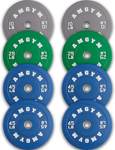 Miniatura 64 de Discos de peso olímpicos de 2 pulgadas y caucho para barras, discos para gimnasio en casa, entrenamiento de fuerza y levantamiento de pesas, 10 a