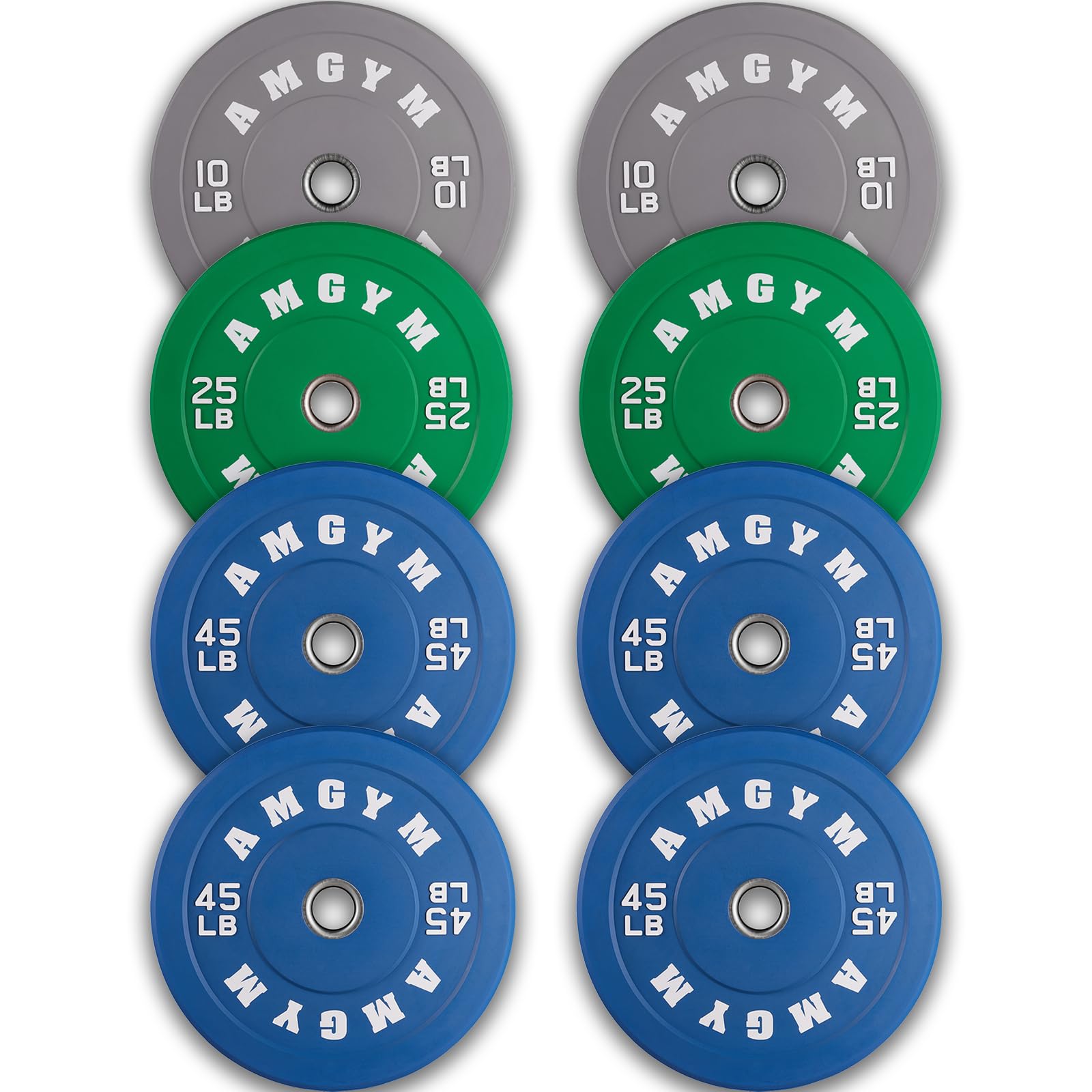 AMGYM 2 Inch Bumper Plates，10-500lbs，Barbell Rubber Olympic Weight Plates Set for Home Gym, Strength Training & Weight Lifting, Multiple Options