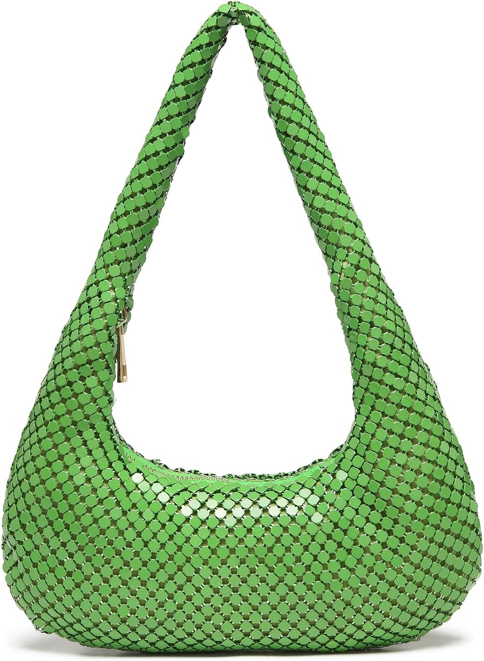 Afashor Womens Metallic Evening Bag Cute Hobo Handbag Fashion Shiny Moon-shaped Shoulder Purse Green