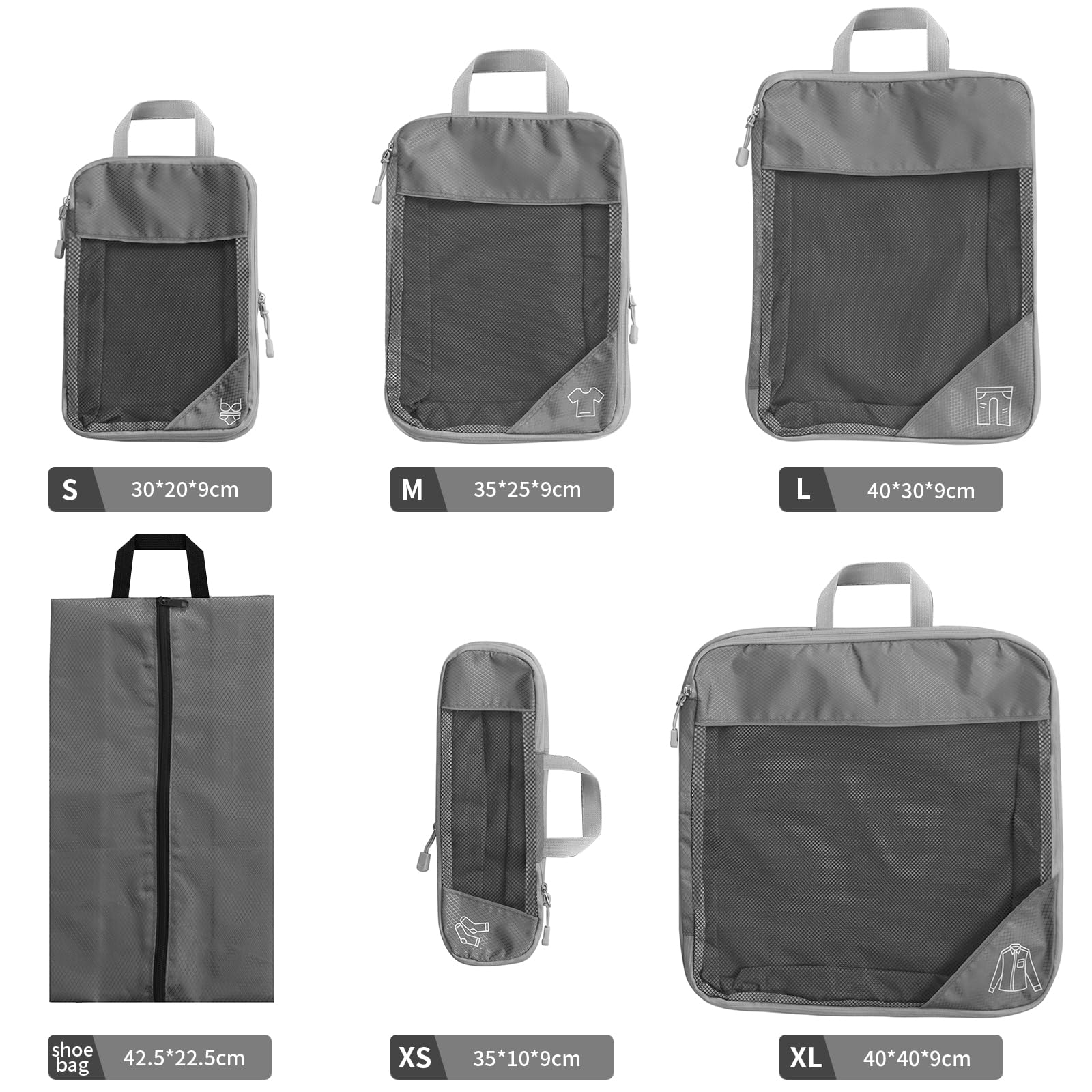 Lannvan Koffer Organizer Set 7 Teilige,Platzsparendes Packing Cubes Compression,Ultraleichte
