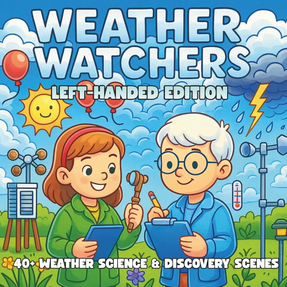 Weather Watchers Left-Handed Edition: Storms, Clouds & Climate Science — A STEM Coloring Book for Kids Who Love Nature, Discovery, and the Science of Weather (STEM Learning Coloring Books for Kids)