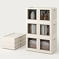 Vista 11 de FLEXIMOUNTS 75 QT Contenedores de almacenamiento apilables con tapas, contenedores de almacenamiento de plástico plegables, organizadores de armario